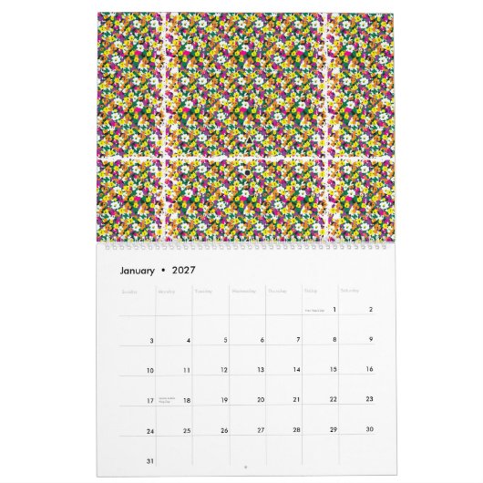 正方形数々のとドットのある色の背景 カレンダー (1月 2027)