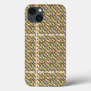 正方形数々のとドットのある色の背景 iPhone 13ケース