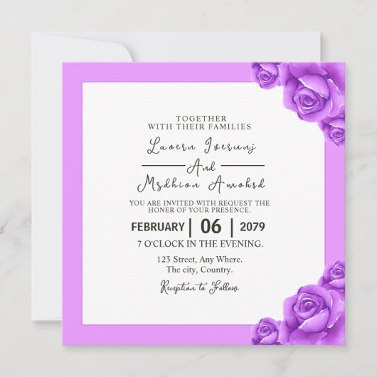 正方形結婚式招待状カードベクトル 招待状 (正面)