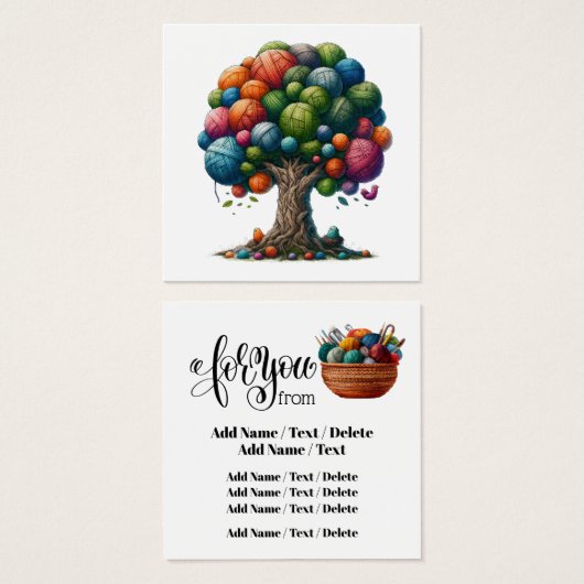 正方形編み物のビジネスまたはエンクロージャカード (正面&裏面)