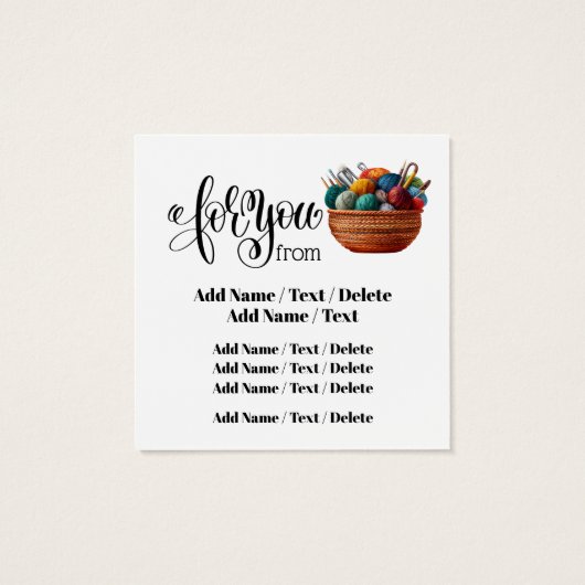 正方形編み物のビジネスまたはエンクロージャカード (裏面)