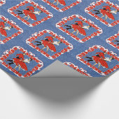 正方形踊りカップルフェイクオンDenim背景 ラッピングペーパー (角)