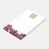 正方形金ゴールドロゴフレームパープルゴールデンフローラホワイト ポストイット (アングル)