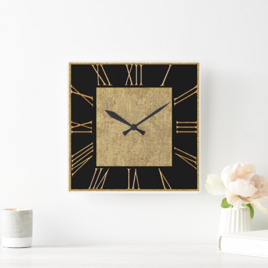 正方形黒の数字 スクエア壁時計 (ホーム)