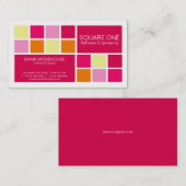 正方形1の白、ピンク及びオレンジ 名刺 (正面/裏面)