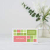 "正方形1"のピンク及び緑のお母さんの名刺 コーリングカード (スタンド正面)