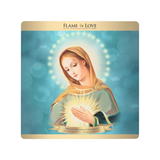 正方形8"x8"ラブアイコンメタルウォールアートの炎 メタルプリント (正面)