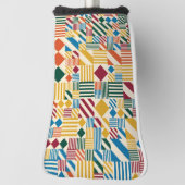 正方形、ストライプ対角線 ゴルフヘッドカバー (回転90)