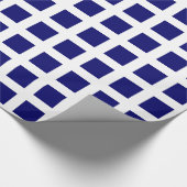 正方形 – ダークネイビーブルーの白 ラッピングペーパー (角)