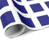 正方形 – ダークネイビーブルーの白 ラッピングペーパー (ロールコーナー)