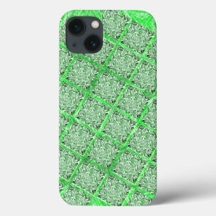 正方形、フェイクタイル、フェイクグリーンの葉 iPhone 13ケース