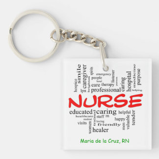 正方形(両面の) Keychain キーホルダー