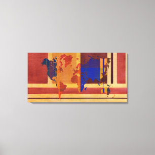 正方形（線あり）：ワールドマップ キャンバスプリント