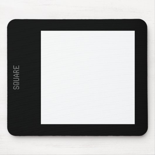 正方形 – 黒の上に白 マウスパッド (正面)