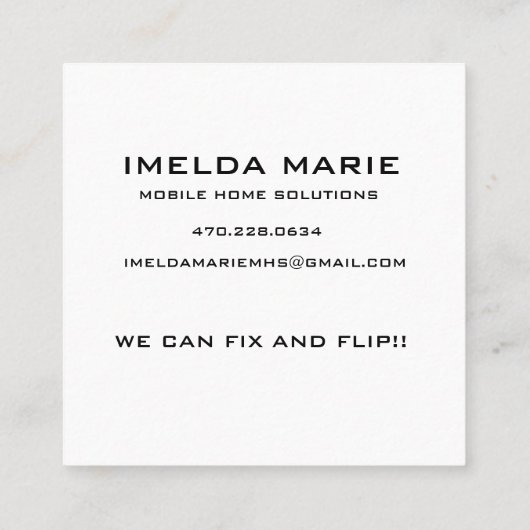 正方形、2.5インチx 2.5インチ名刺 スクエア名刺 (裏面)