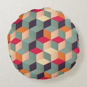 正方形iを使用した幾何学的シームレスカラフルパターン ラウンドクッション (裏面)