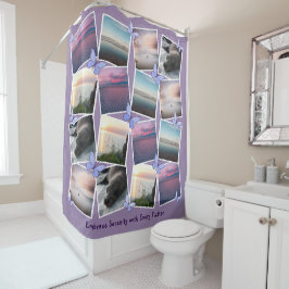 正方形Instagramイメージコラージュバイオレット シャワーカーテン