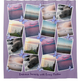 正方形Instagramイメージコラージュバイオレット シャワーカーテン