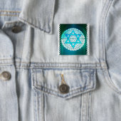 正方形Pinユダヤ人のダビデの星 缶バッジ (インサイチュ)