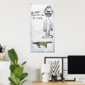 「正気でない小さな男の子とトカゲ」 ポスター (ホームオフィス)