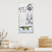 「正気でない小さな男の子とトカゲ」 ポスター (キッチン)