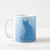 正気でない猫-青の色合い コーヒーマグカップ (左)