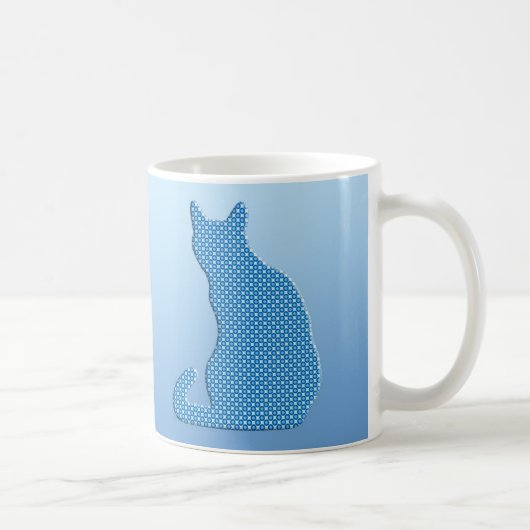 正気でない猫-青の色合い コーヒーマグカップ (右)