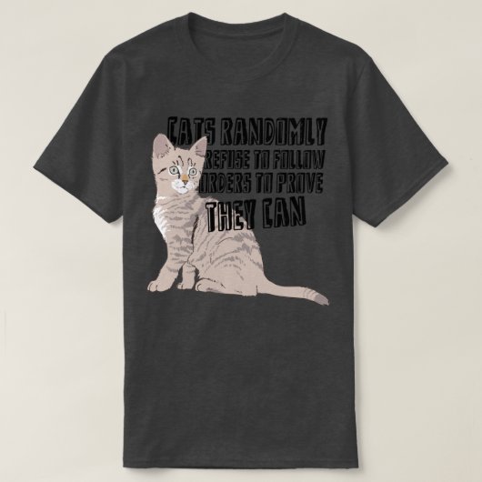 正気でない猫 Tシャツ (デザイン正面)