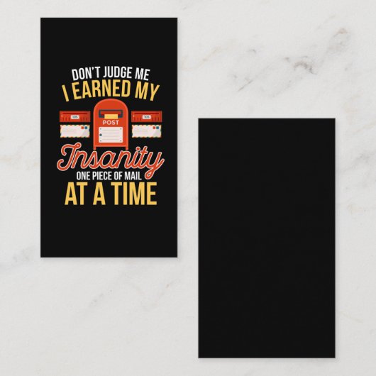 正気でない郵便おもしろい配達退職した員 名刺 (正面/裏面)