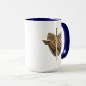 正疑問に思義の剣を持つ女の象徴 マグカップ (正面右)