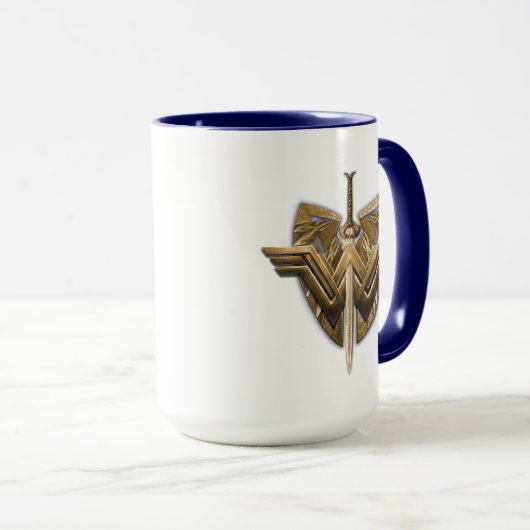 正疑問に思義の剣を持つ女の象徴 マグカップ (正面右)