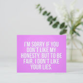 正直な侮辱を気の毒に嘘をつくコメントの表現 ポストカード (スタンド正面)