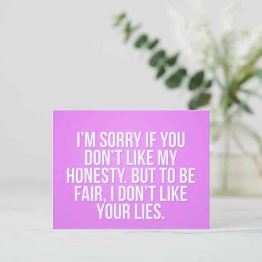 正直な侮辱を気の毒に嘘をつくコメントの表現 ポストカード (スタンド正面)