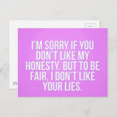 正直な侮辱を気の毒に嘘をつくコメントの表現 ポストカード (正面/裏面)