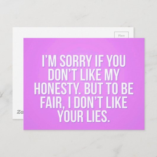 正直な侮辱を気の毒に嘘をつくコメントの表現 ポストカード (正面/裏面)