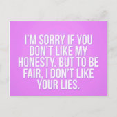 正直な侮辱を気の毒に嘘をつくコメントの表現 ポストカード (正面)