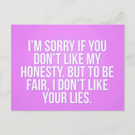 正直な侮辱を気の毒に嘘をつくコメントの表現 ポストカード (正面)