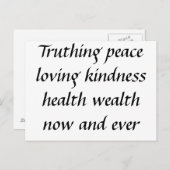 正直な平和を愛する優しさ健康の富いいえ… ポストカード (正面/裏面)