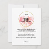 正直になる(TBH)ピンクの別れカード 案内状 (正面)