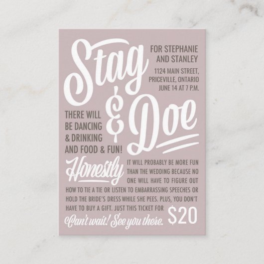 正直に言うと、スタッグ&ドウチケット 名刺 (正面)