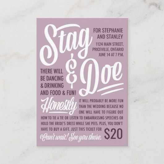 正直に言うと、スタッグ&ドウチケット 名刺 (正面)