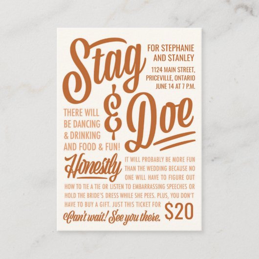 正直に言うと、スタッグ&ドウチケット 名刺 (正面)