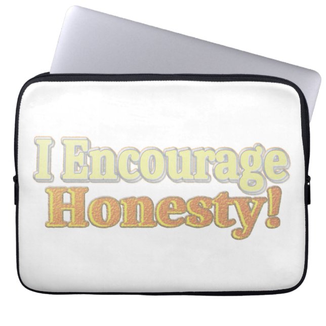 「正直に言ってほしい！」 かわいいデザイン。買今 ラップトップスリーブ (正面)