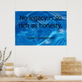 「正直ほど豊かな遺産はない」 シェークスピア ポスター (キッチン)