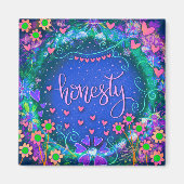 正直ブルーかわいらしおもしろいハートモダンインスピレーション マグネット (正面)