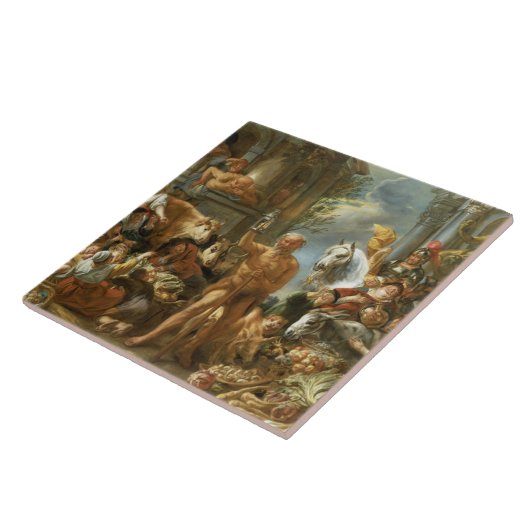 正直者を捜しているディオゲネスc.1650-55 (o タイル (側面)