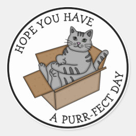 正真正銘の日を過ごす |おもしろい箱の中の猫 ラウンドシール