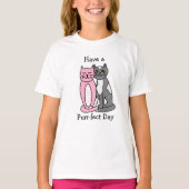 正真正銘の日を過ごす |かわいい猫プリン Tシャツ (正面)