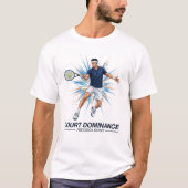 正確なサーブでコートを制するテニスTシャツ Tシャツ (正面)