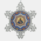 正統なアイコン神の教会の宗教 スノーフレークピューターオーナメント (正面)